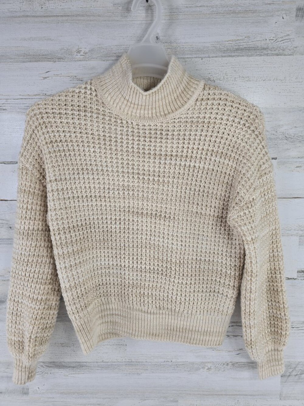 GAP Women’s Spacedye Mock Neck Sweater Natural Beige Cotton Acrylic Knit Size M.